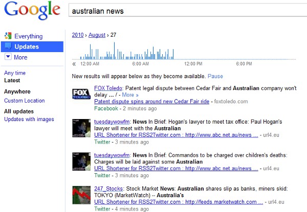 google-realtime-600 Google Realtime Search results page showing live updates for the query australian news