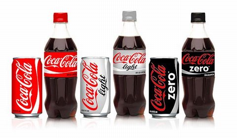 Range of Coca-Cola product variants showing consistent brand identity across packaging